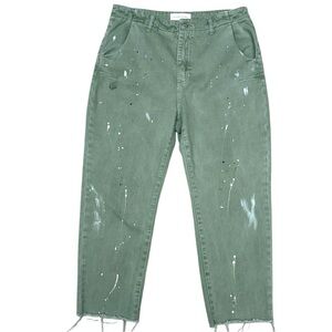 Green Cropped Jeans